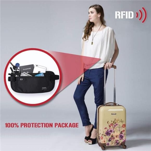 Money Belt - Passport Holder Secure Hidden Travel Wallet with RFID - Picture 6 of 7
